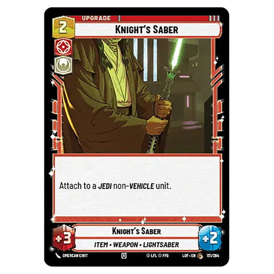 Knight's Saber  card from the Star Wars Unlimited set Legends of the Force