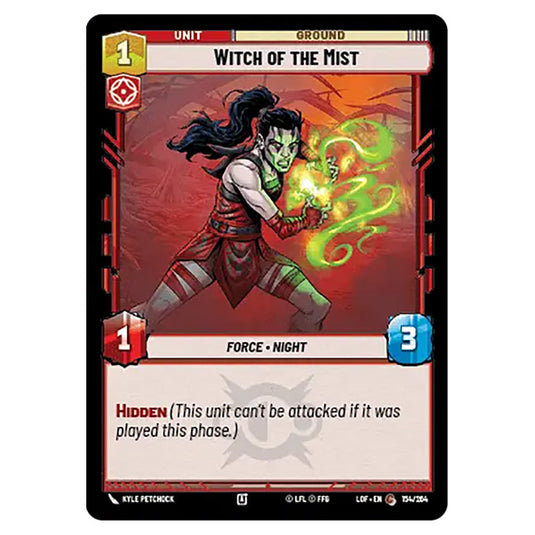 Witch of the Mist  card from the Star Wars Unlimited set Legends of the Force