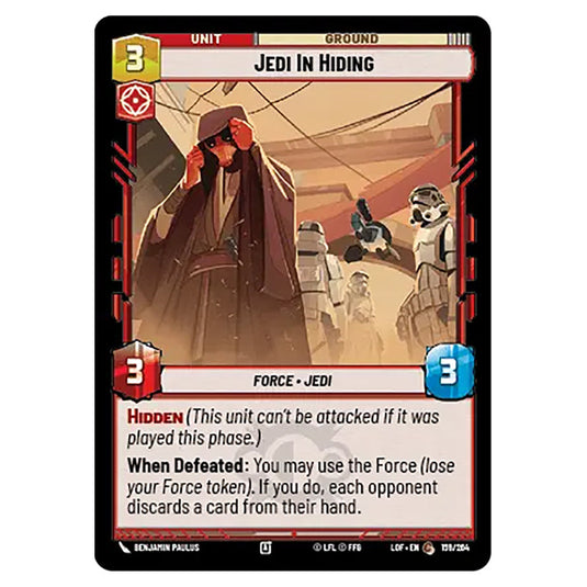Jedi In Hiding  card from the Star Wars Unlimited set Legends of the Force