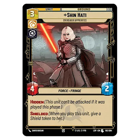 Shin Hati Overeager Apprentice  card from the Star Wars Unlimited set Legends of the Force