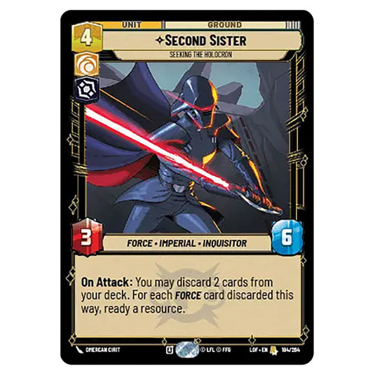 Second Sister Seeking the Holocron  card from the Star Wars Unlimited set Legends of the Force