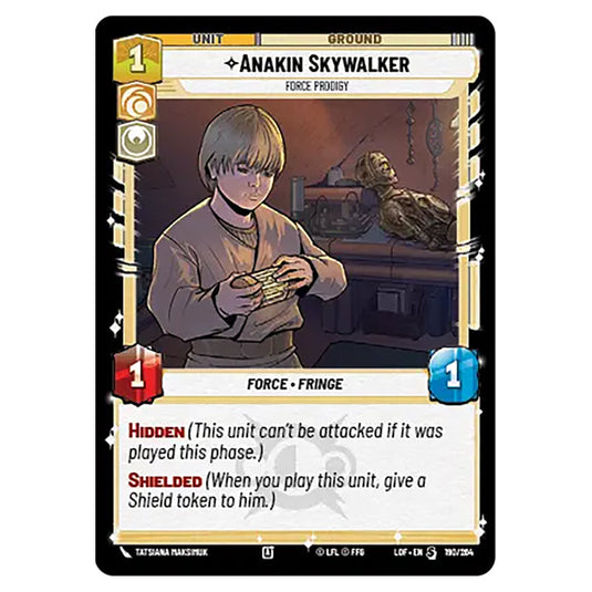 Anakin Skywalker Force Prodigy  card from the Star Wars Unlimited set Legends of the Force