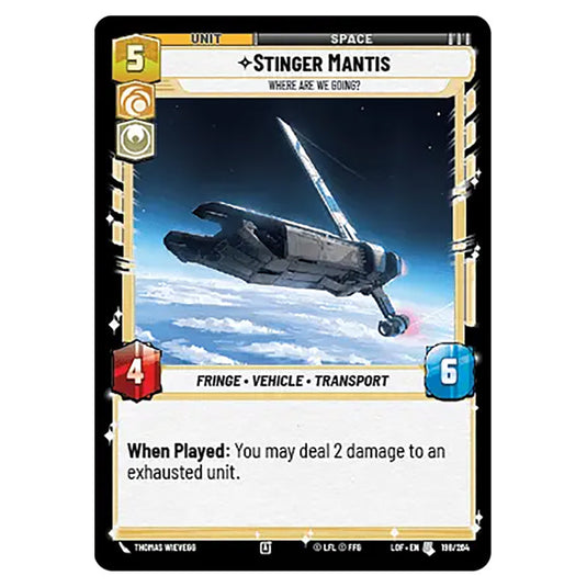 Stinger Mantis Where Are We Going?  card from the Star Wars Unlimited set Legends of the Force