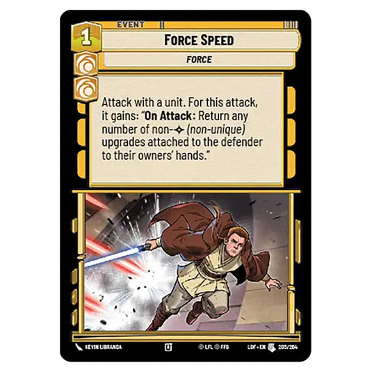 Force Speed  card from the Star Wars Unlimited set Legends of the Force