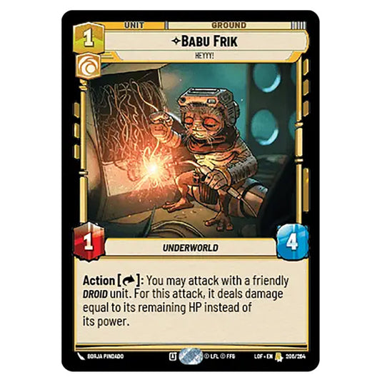 Babu Frik Heyyy!  card from the Star Wars Unlimited set Legends of the Force
