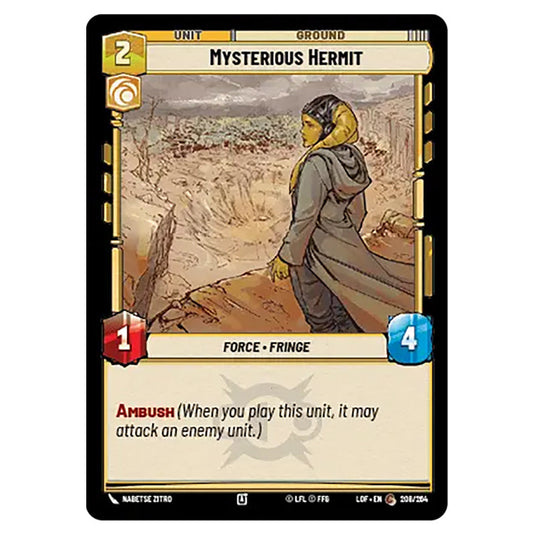 Mysterious Hermit  card from the Star Wars Unlimited set Legends of the Force