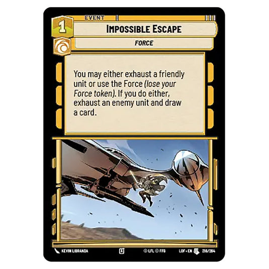 Impossible Escape  card from the Star Wars Unlimited set Legends of the Force