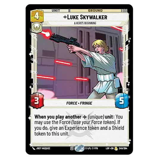 Luke Skywalker A Hero's Beginning  card from the Star Wars Unlimited set Legends of the Force
