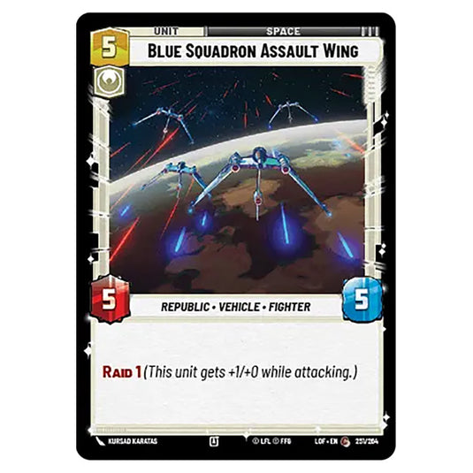 Blue Squadron Assault Wing  card from the Star Wars Unlimited set Legends of the Force