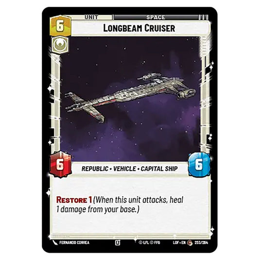 Longbeam Cruiser  card from the Star Wars Unlimited set Legends of the Force