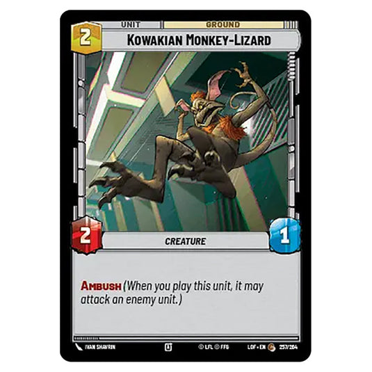 Kowakian Monkey-Lizard  card from the Star Wars Unlimited set Legends of the Force