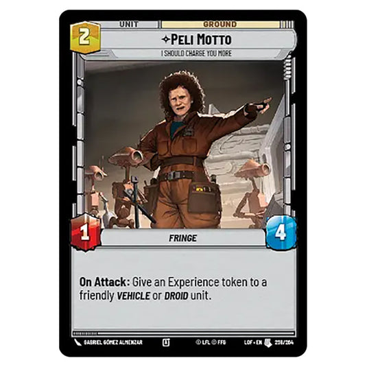 Peli MottoI Should Charge You More  card from the Star Wars Unlimited set Legends of the Force
