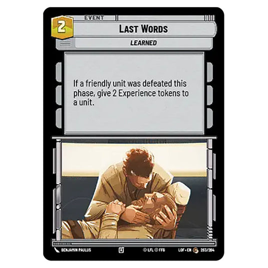 Last Words  card from the Star Wars Unlimited set Legends of the Force