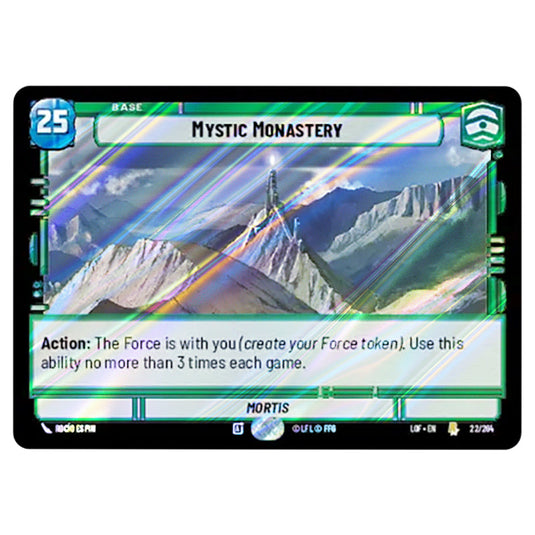 Mystic Monastery  card from the Star Wars Unlimited set Legends of the Force