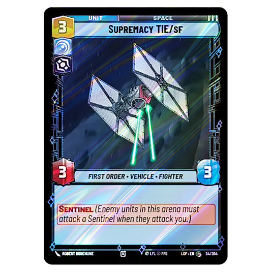 Supremacy TIE/sf  card from the Star Wars Unlimited set Legends of the Force