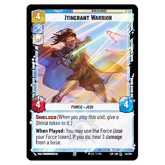 Itinerant Warrior  card from the Star Wars Unlimited set Legends of the Force