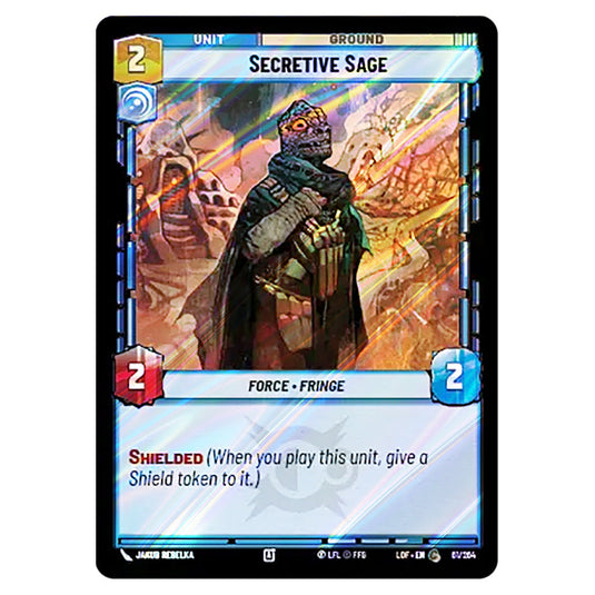 Secretive Sage  card from the Star Wars Unlimited set Legends of the Force