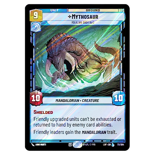 Mythosaur Folklore Awakened  card from the Star Wars Unlimited set Legends of the Force