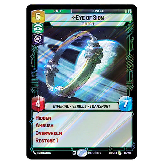 Eye of Sion To Peridea  card from the Star Wars Unlimited set Legends of the Force