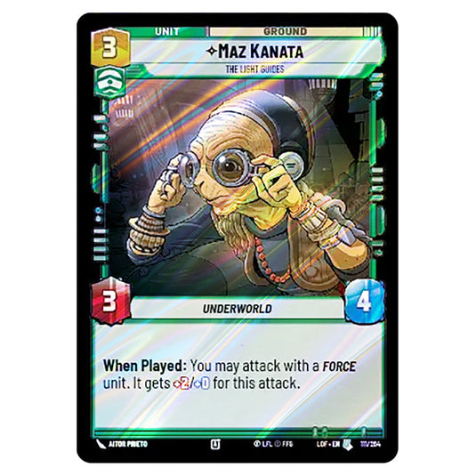 Maz Kanata The Light Guides  card from the Star Wars Unlimited set Legends of the Force