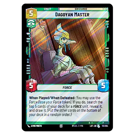 Dagoyan Master  card from the Star Wars Unlimited set Legends of the Force