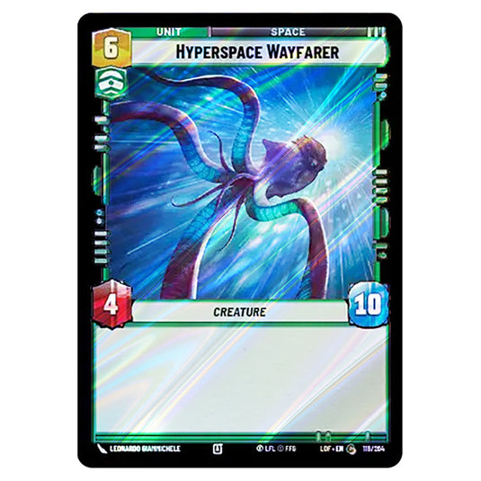 Hyperspace Wayfarer  card from the Star Wars Unlimited set Legends of the Force