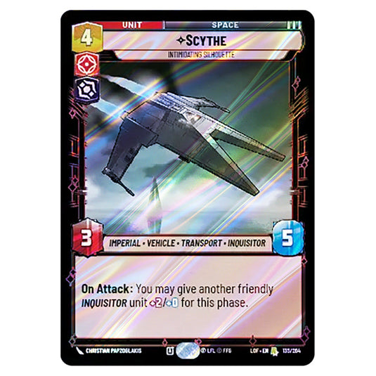 Scythe Intimidating Silhouette  card from the Star Wars Unlimited set Legends of the Force
