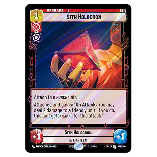 Sith Holocron  card from the Star Wars Unlimited set Legends of the Force