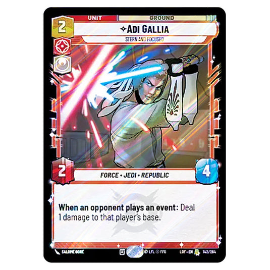 Adi Gallia Stern and Focused  card from the Star Wars Unlimited set Legends of the Force