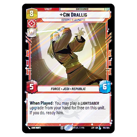 Cin Drallig Esteemed Blademaster  card from the Star Wars Unlimited set Legends of the Force