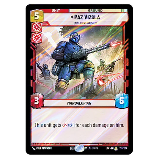 Paz Vizsla Unyielding Warrior  card from the Star Wars Unlimited set Legends of the Force
