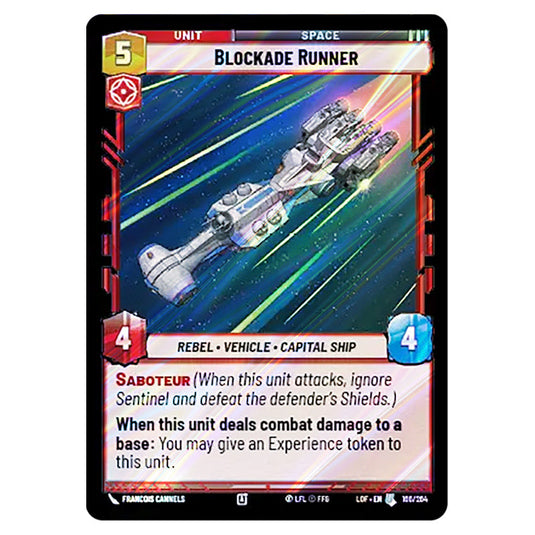 Blockade Runner  card from the Star Wars Unlimited set Legends of the Force