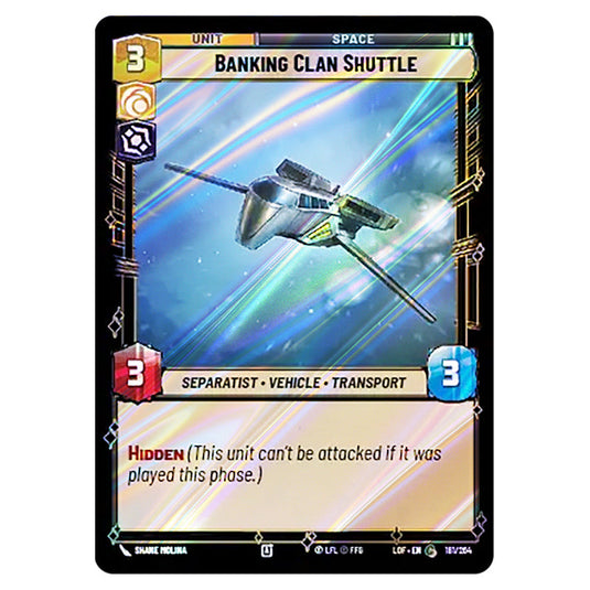 Banking Clan Shuttle  card from the Star Wars Unlimited set Legends of the Force