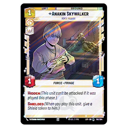 Anakin Skywalker Force Prodigy  card from the Star Wars Unlimited set Legends of the Force