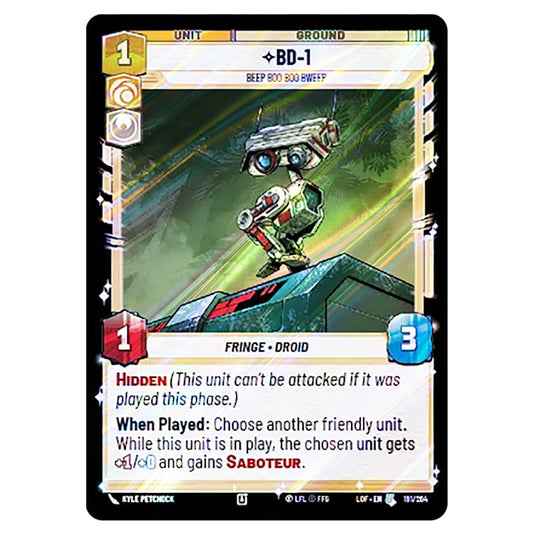 BD-1 Beep Boo Boo Bweep  card from the Star Wars Unlimited set Legends of the Force