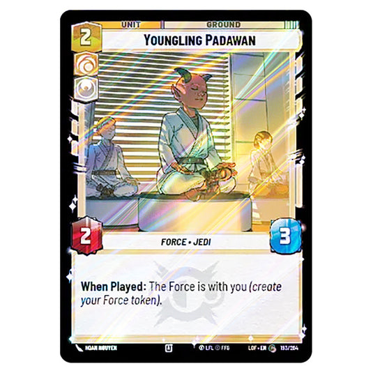 Youngling Padawan  card from the Star Wars Unlimited set Legends of the Force