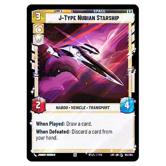 J-Type Nubian Starship  card from the Star Wars Unlimited set Legends of the Force