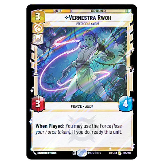 Vernestra Rwoh Precocious Knight  card from the Star Wars Unlimited set Legends of the Force