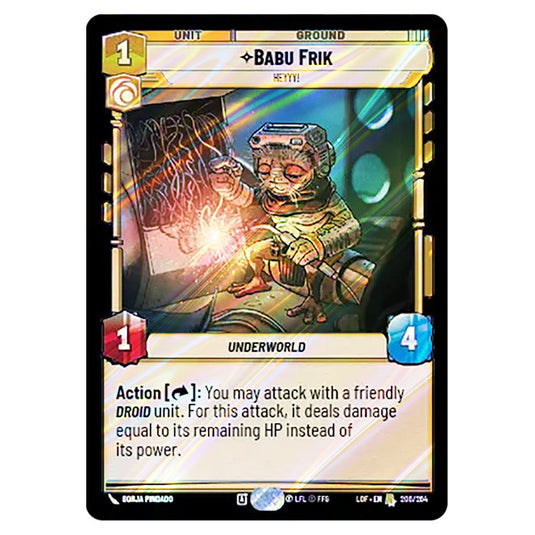 Babu Frik Heyyy!  card from the Star Wars Unlimited set Legends of the Force