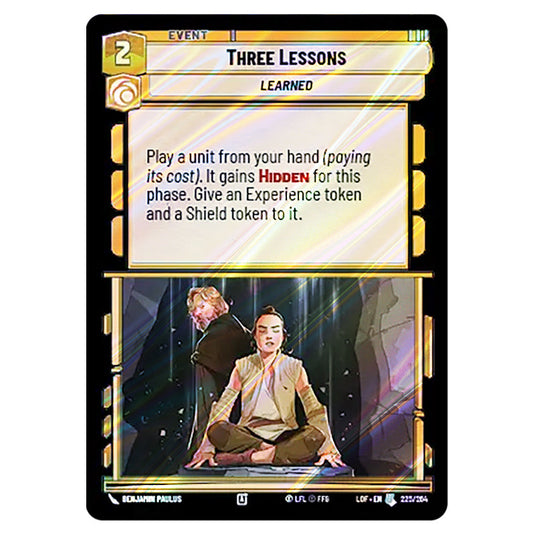 Three Lessons  card from the Star Wars Unlimited set Legends of the Force