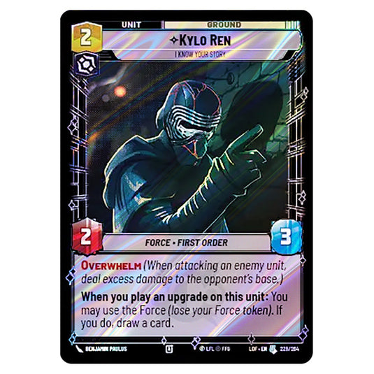 Kylo RenI Know Your Story  card from the Star Wars Unlimited set Legends of the Force