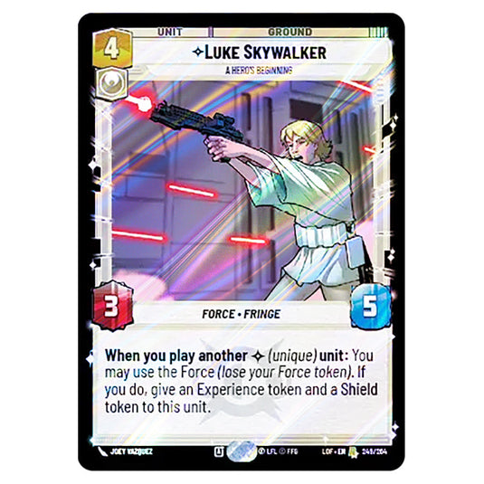 Luke Skywalker A Hero's Beginning  card from the Star Wars Unlimited set Legends of the Force