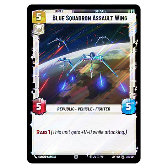 Blue Squadron Assault Wing  card from the Star Wars Unlimited set Legends of the Force