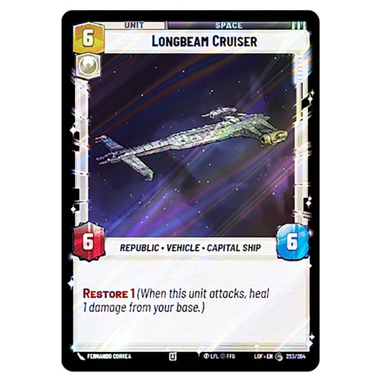 Longbeam Cruiser  card from the Star Wars Unlimited set Legends of the Force