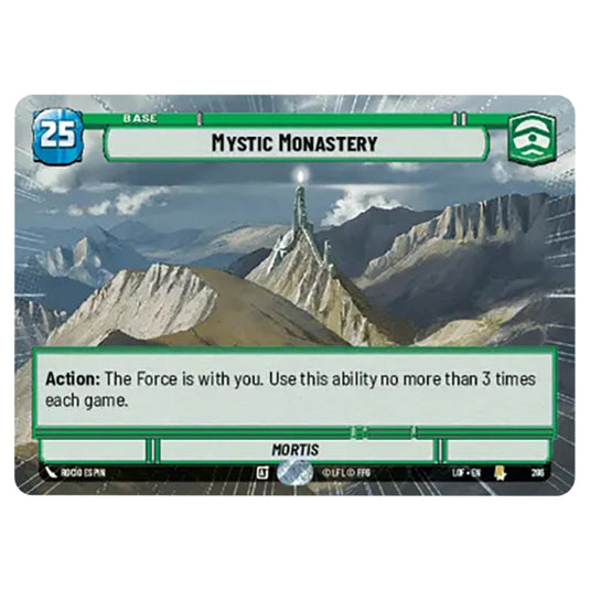 Mystic Monastery  card from the Star Wars Unlimited set Legends of the Force
