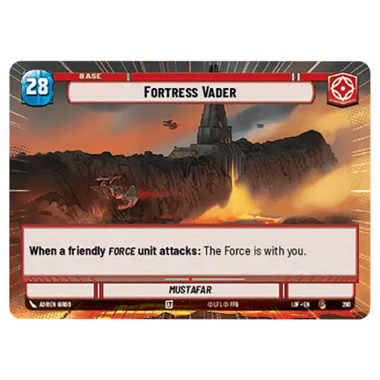 Fortress Vader  card from the Star Wars Unlimited set Legends of the Force