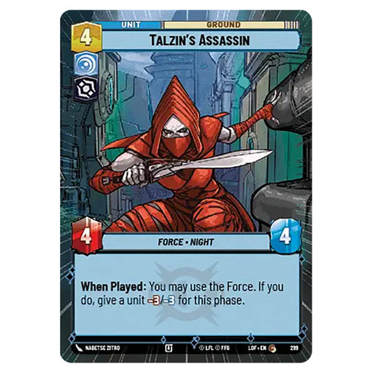 Talzin's Assassin  card from the Star Wars Unlimited set Legends of the Force