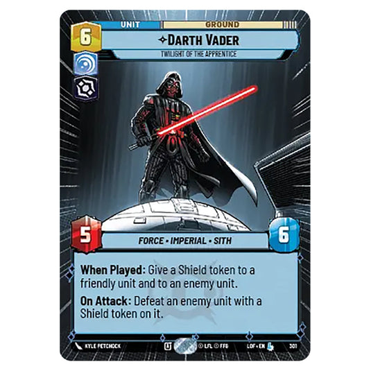 Darth Vader Twilight of the Apprentice  card from the Star Wars Unlimited set Legends of the Force