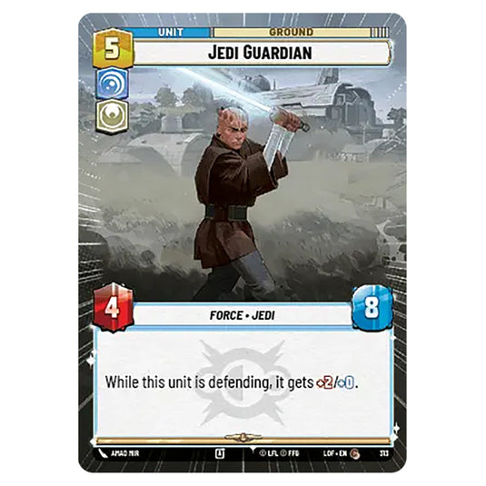 Jedi Guardian  card from the Star Wars Unlimited set Legends of the Force