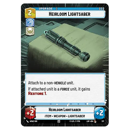 Heirloom Lightsaber  card from the Star Wars Unlimited set Legends of the Force